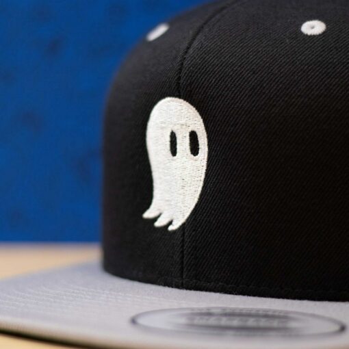 Fred the Ghost Embroidered Ghost Snapback Hat | Classic Black and Gray - Image 3