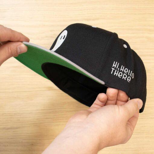 Fred the Ghost Embroidered Ghost Snapback Hat | Classic Black and Gray - Image 6