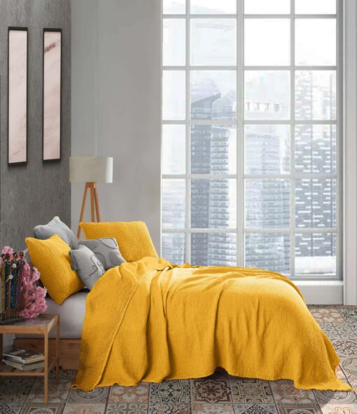 Cozy Comfort Mustard Pure Cotton Gauze Throw for All Seasons - Image 2
