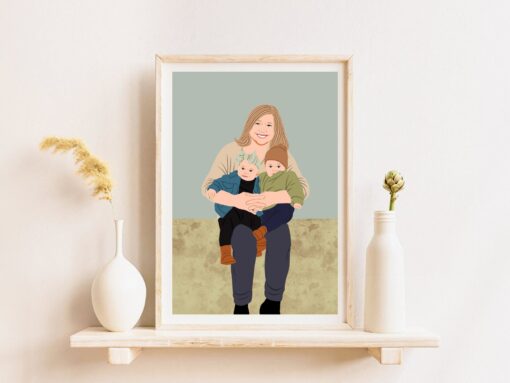 Personalized Family Portrait Illustration Capture Cherished Memories for Grandma - Image 4