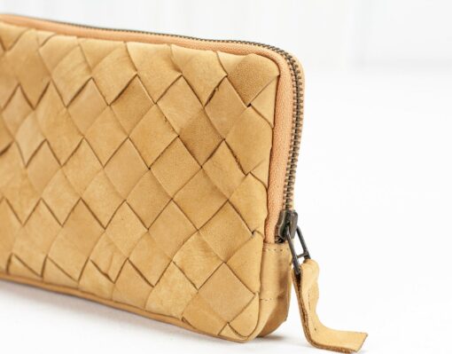 The Chloe Handcrafted Leather Wallet Clutch with Zippered Phone Case - Image 4