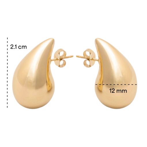 Kendall Drop Dome Earrings Solid Gold K14 Chunky Stud Earrings, A Timeless Gift for Her - Image 3