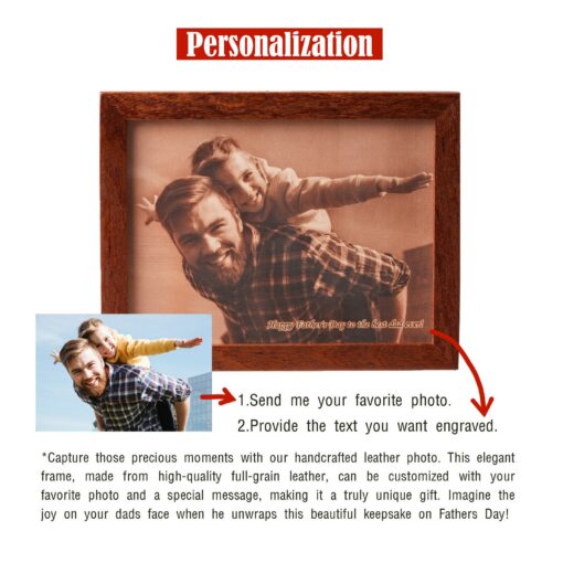 Personalized Laser Engraved Leather Photo A Timeless Father's Day Keepsake - Image 2