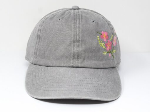Sakura Blossom Embroidered Washed Cotton Baseball Cap for Summer - Image 2