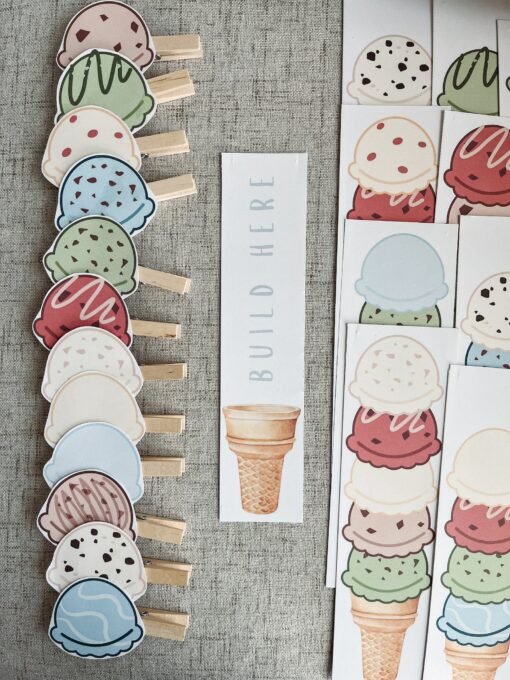 Ice Cream Builder Activity Enhance Fine Motor Skills, Preschool Pattern Learning, and Toddler Fun - Image 2