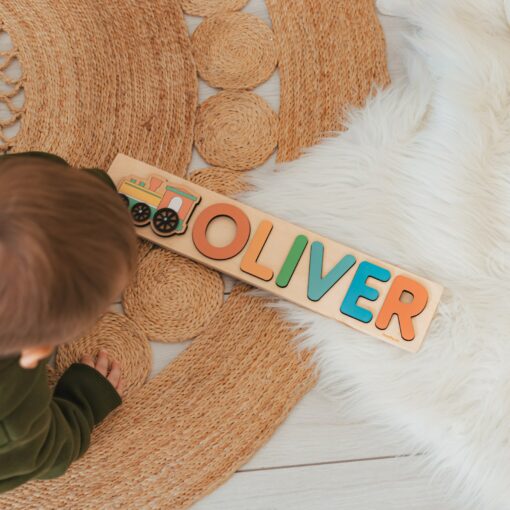 Personalized Name Puzzle with Pegs A Hoppy First Easter Gift - Image 3