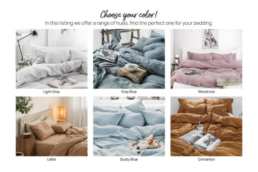 Luxurious Latte Linen Bedding Set King/Queen Duvet Cover with Pillowcases - Image 3