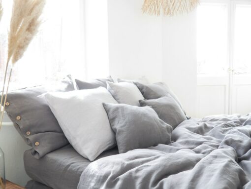 Embrace Nature's Tranquility Gray Linen Bedding for a Serene Slumber - Image 2