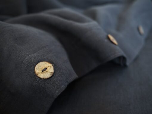 Luxurious Charcoal Linen Duvet Cover Stonewashed European Linen, Coconut Buttons, Multiple Closure Options - Image 5