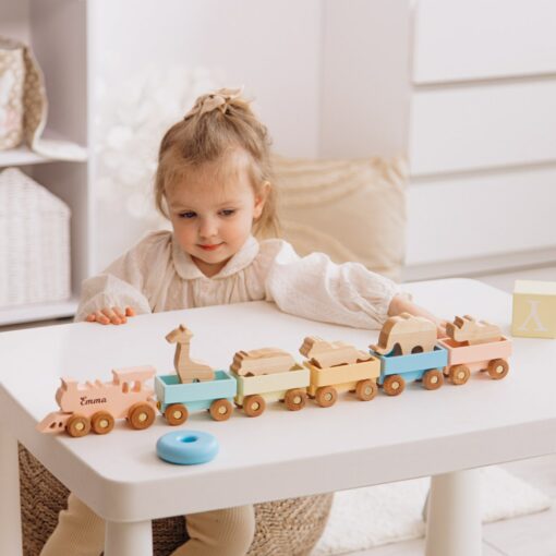 Personalized Wooden Farmer Train with Animals A Sensory and Educational Adventure for Toddlers - Image 5