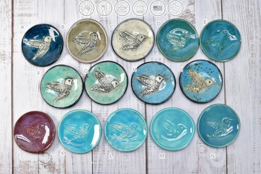Hummingbird Ceramic Coffee Spoon Rest and Trinket Dish Handmade Stoneware Pottery Gift in Vibrant Hues - Image 4