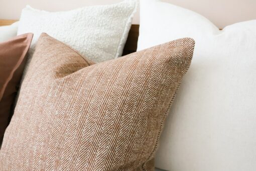 Tia Rust Herringbone Textured Throw Pillow - Image 2