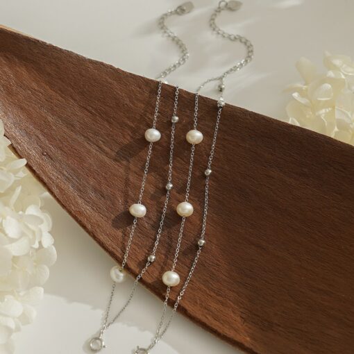Exquisite Double Chain Pearl Bracelet A Timeless Treasure for Brides, Bridesmaids, and Loved Ones - Image 6