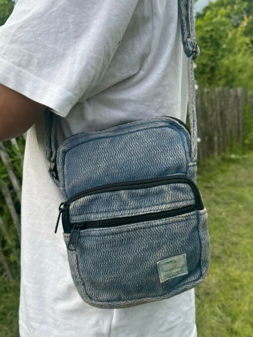 Artisan-Crafted Cotton Crossbody Adjustable Strap, Triple Zip Compartments - Image 4