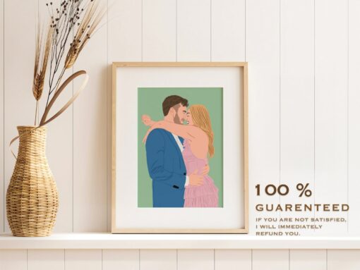 Personalized Cartoon Portrait Immortalize Your Love Story in a Captivating Canvas - Image 4