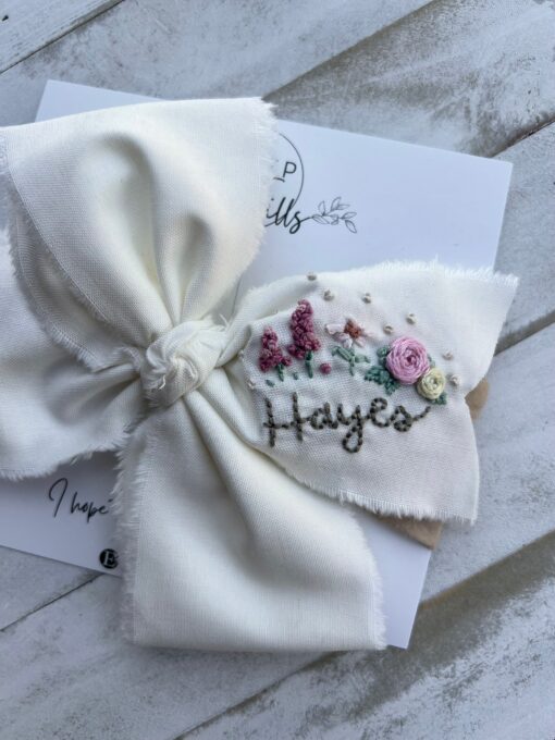 Hand Embroidered Name Bow A Personalized Touch for Special Occasions - Image 2