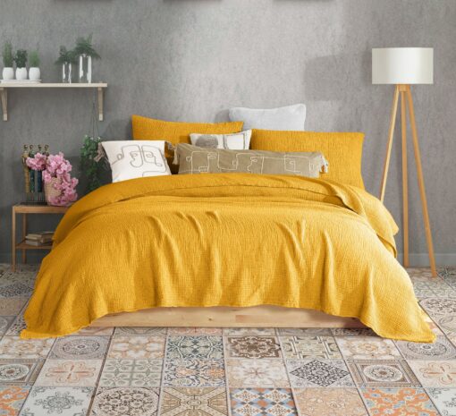 Cozy Comfort Mustard Pure Cotton Gauze Throw for All Seasons - Image 4