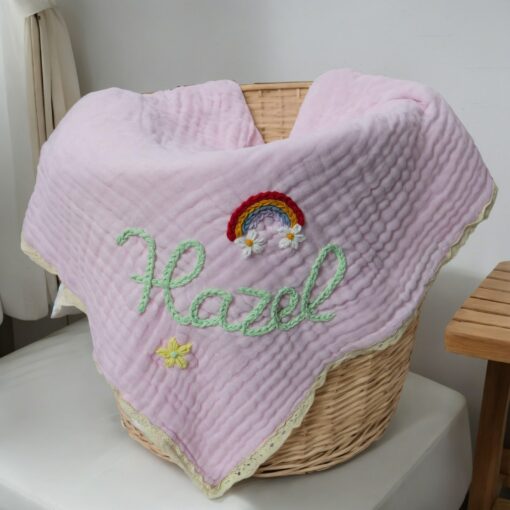 Personalized Baby Blanket Embroidered Name, Soft Lace, Perfect Gift for Newborns and Baby Showers - Image 3