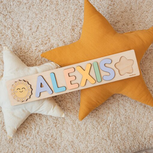 Personalized Wooden Name Puzzle Educational Montessori Toy for 1-Year-Old Boys - Image 2
