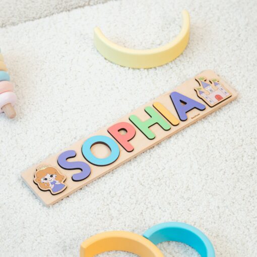 Personalized Wooden Name Puzzle Educational Montessori Toy for 1-Year-Old Boys - Image 4