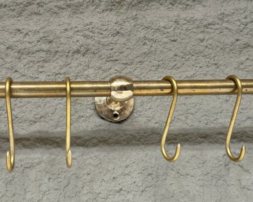 Unlacquered Brass Wall-Mounted Pot Rack with Hooks Elevate Your Kitchen with Timeless Elegance - Image 5
