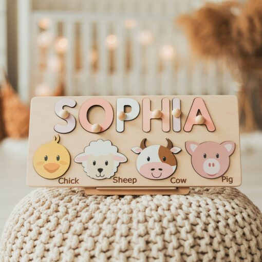 Personalized Farm Animal Name Puzzle Educational Gift for Kids, Birthdays, and Christmas - Image 3