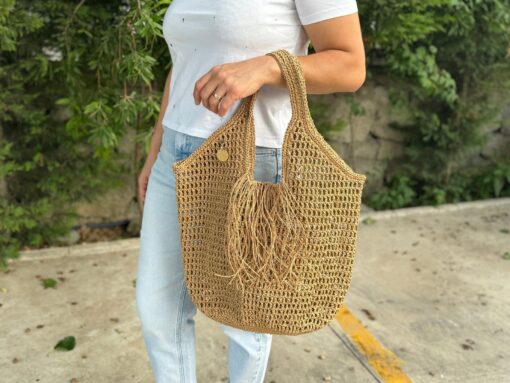 Raffia Crochet Tote The Perfect Summer Accessory for Beach, Shopping, and More - Image 3