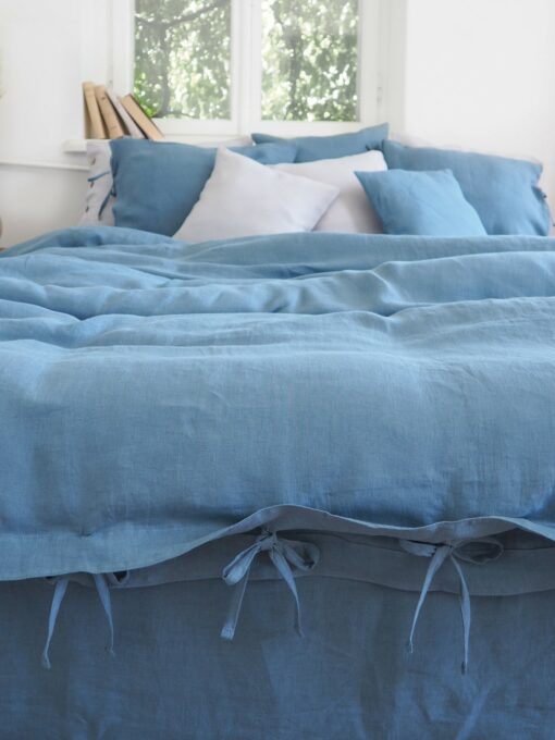 Tranquil Nights with Azure Linen Indulge in the Comfort of Blue Linen Bedding - Image 3