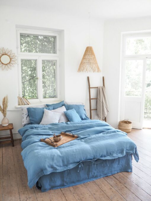 Tranquil Nights with Azure Linen Indulge in the Comfort of Blue Linen Bedding - Image 5