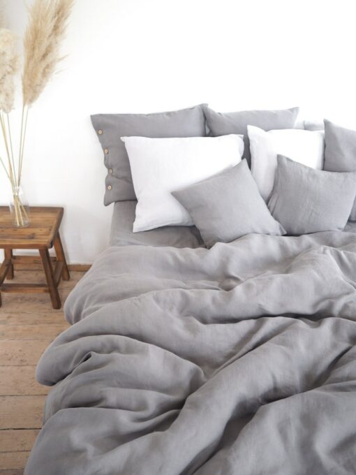 Embrace Nature's Tranquility Gray Linen Bedding for a Serene Slumber - Image 3