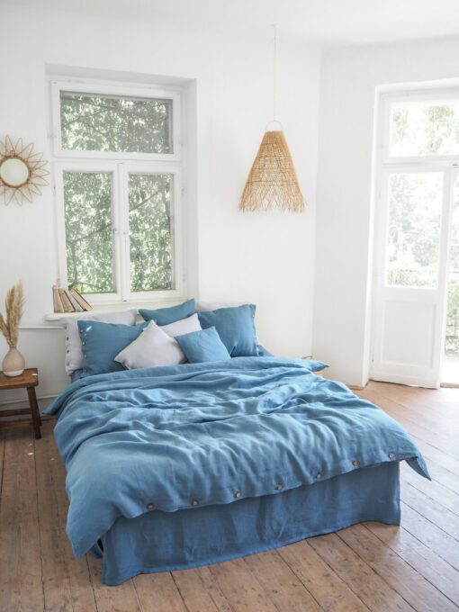 Indulge in Tranquil Slumber Blue Linen Duvet Cover for Serene Nights - Image 4