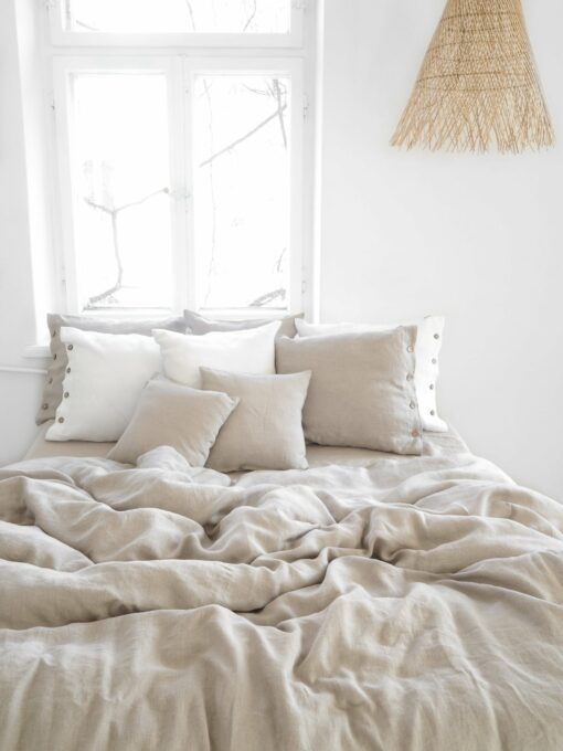 Stonewashed Linen Duvet Cover Natural Elegance with Coconut Buttons or Zipper - Image 2