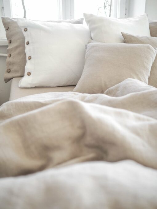 Stonewashed Linen Duvet Cover Natural Elegance with Coconut Buttons or Zipper - Image 3