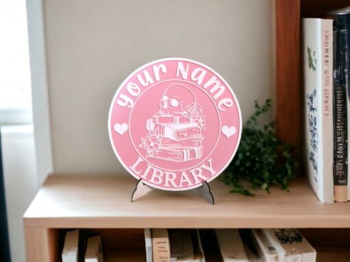 Personalized Library Sign Custom 3D Printed Book Decor for Bookworms - Image 2