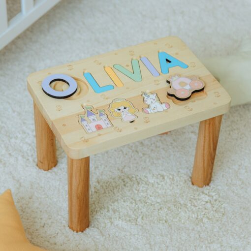Personalized Wooden Name Puzzle Stool A Unique and Educational Gift for Toddlers - Image 4