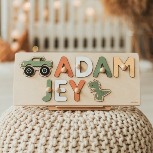 Personalized Wooden Name Puzzle Educational Montessori Toy for Toddlers and Newborns - Image 4