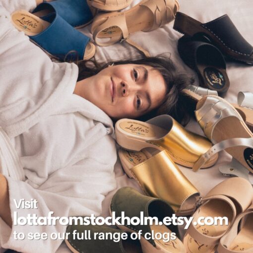 Lotta from Stockholm Classic Green Oiled Nubuck Leather Clogs - Handmade Swedish Comfort - Image 4