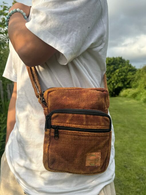 Artisan-Crafted Cotton Crossbody Adjustable Strap, Triple Zip Compartments - Image 5