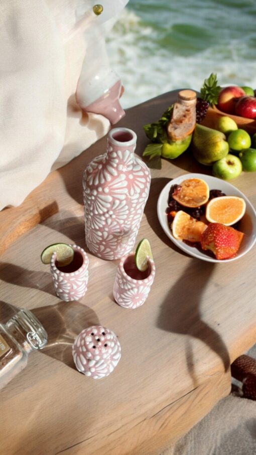 Pink Tavalera Pottery Ceramic Decanter Set Dulce Nostalgia Edition, 500 ml - Image 2