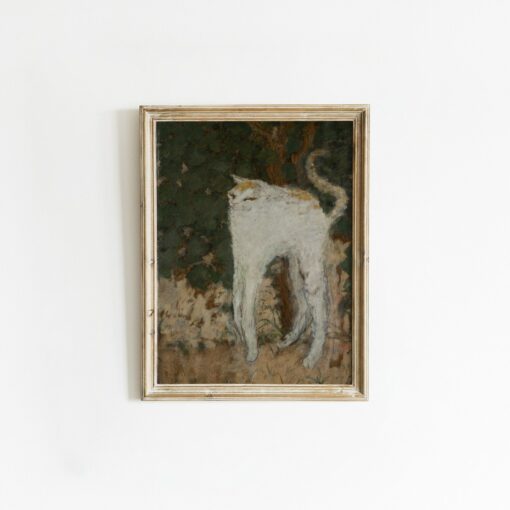 Vintage Cat Art Le Chat Blanc, the Purrfect Meme Cat Painting for Cat Lovers - Image 2