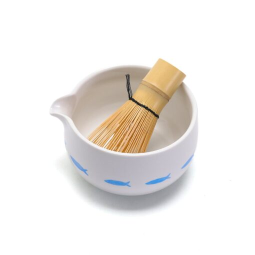 Exquisite Hand-Painted Fish Ceramic Matcha Bowl with Spout Elevate Your Tea Ceremony - Image 5