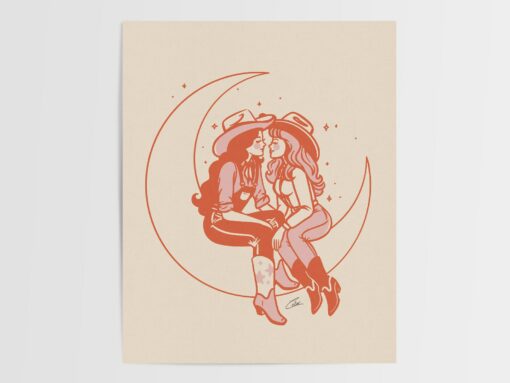 Moonstruck Retro Cowgirl Gicl?e Print | Vintage Western Wall Art - Image 2