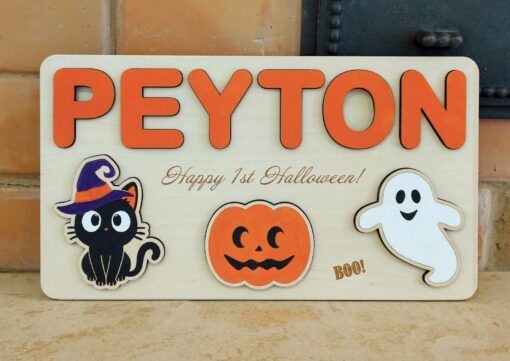 Personalized Wooden Name Puzzle for Halloween Spooky Fun for Little Trick-or-Treaters - Image 2