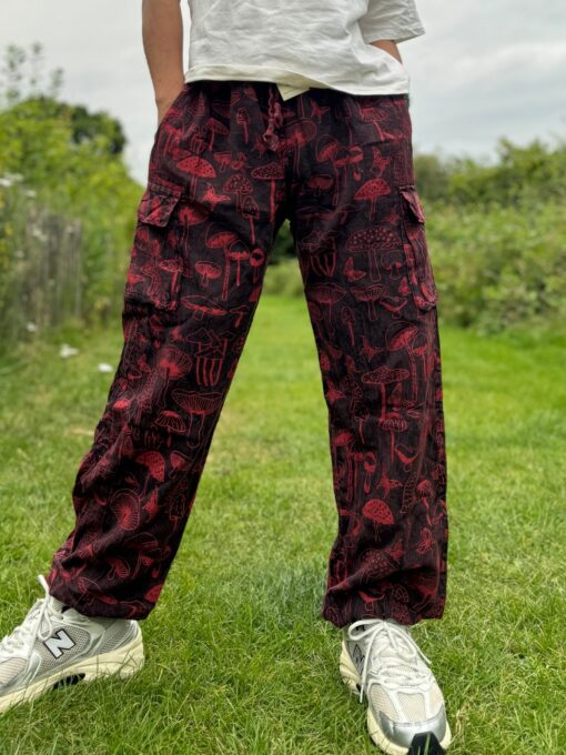 Groovy Mushroom-Printed Hippie Trousers Eco-Conscious Festival Wear for Free Spirits - Image 5