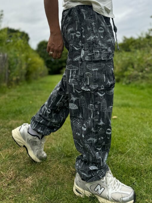 Groovy Mushroom-Printed Hippie Trousers Eco-Conscious Festival Wear for Free Spirits - Image 6