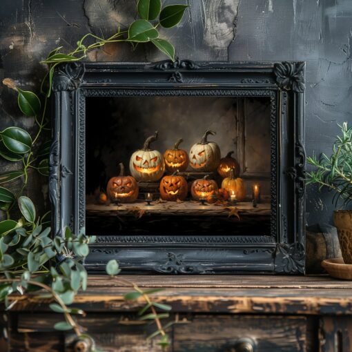 Vintage Spooky Halloween Pumpkins Wall Art Print Dark Cottagecore Gothic Decor - Image 3