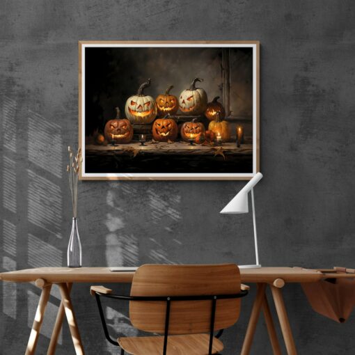 Vintage Spooky Halloween Pumpkins Wall Art Print Dark Cottagecore Gothic Decor - Image 4