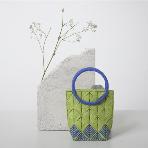 Ninlil Woven Raffia Ring Handle Handbag - Cream and Olive Elegance for Every Occasion - Image 4