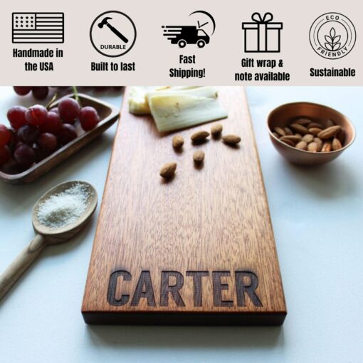 Personalized Cheese Board Custom Engraved Charcuterie Board, Unique Handmade Serving Tray with Last Name for Wedding Gifts - Image 4