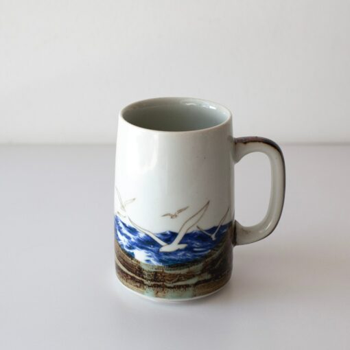 Vintage Otagiri Flock of Flying Seagulls Pottery Mug A Coastal Masterpiece for Your Morning Brew - Image 2